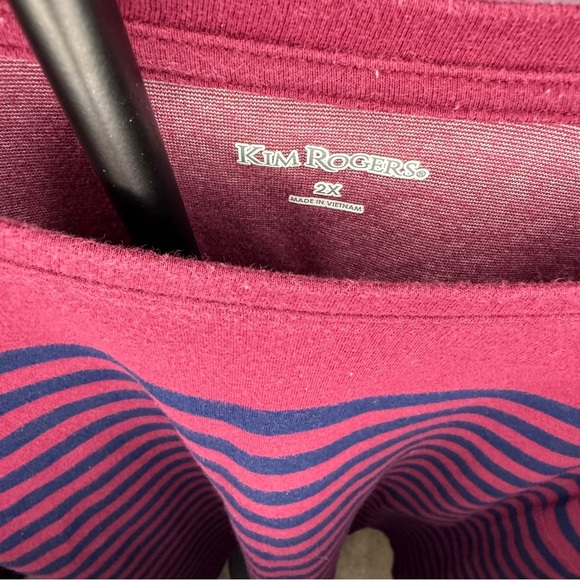 Kim Rogers Burgundy and Navy Striped Top - Picture 3 of 3